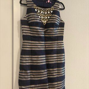Lilly Pulitzer “Virgina Dress” Size 6 Metallic Stripe